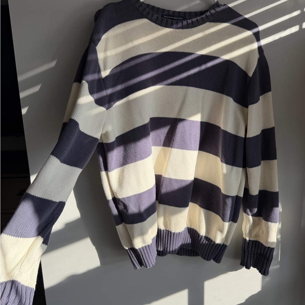Brandy Melville Striped Sweater in Navy and Cream